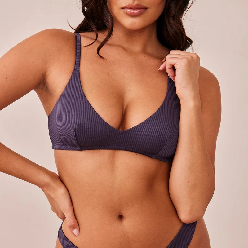 Ribbed Triangle BH - Blauw Houtskool