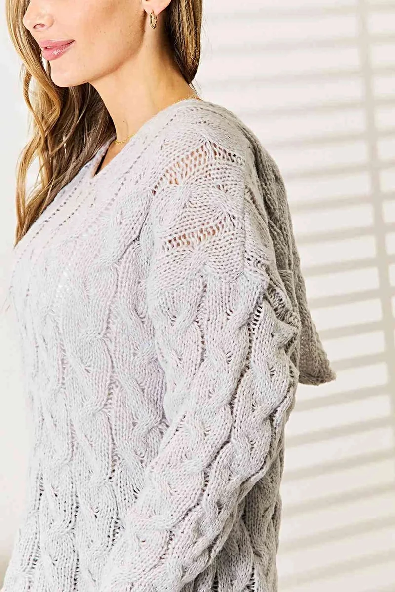 Luxe kabelgebreide hoodie met klassiek design - perfect voor koude dagen