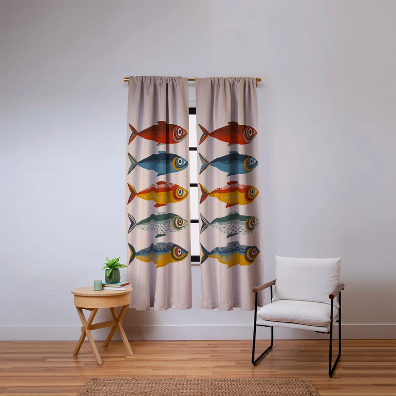 Rainbow Sardines Window Curtain