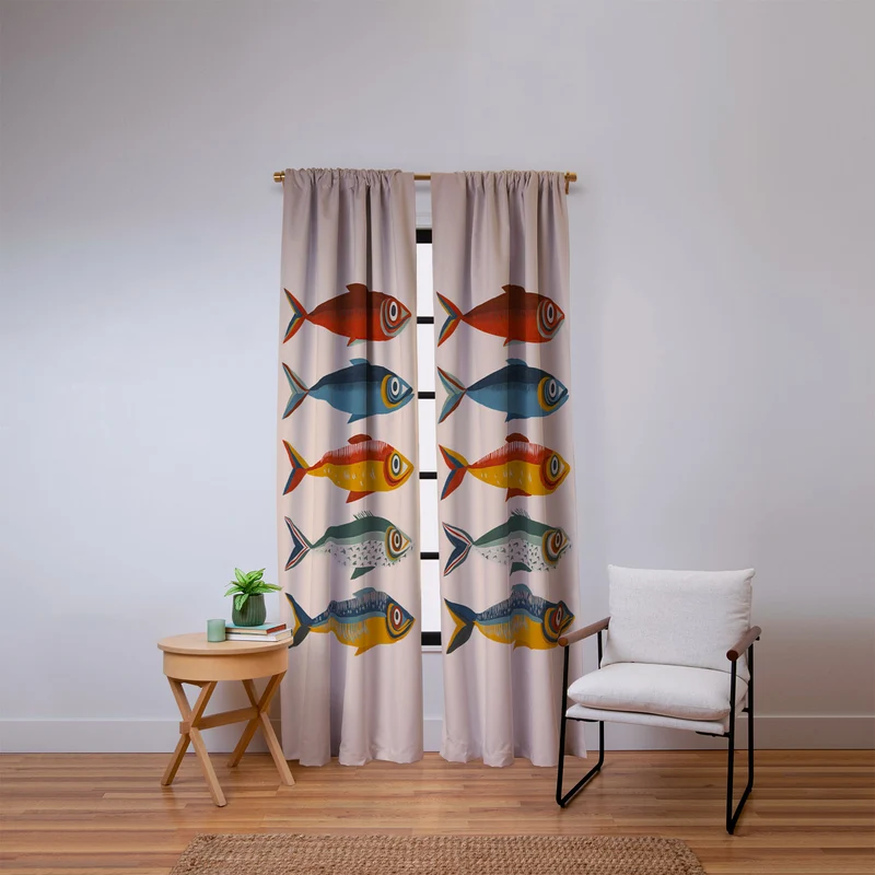 Rainbow Sardines Window Curtain