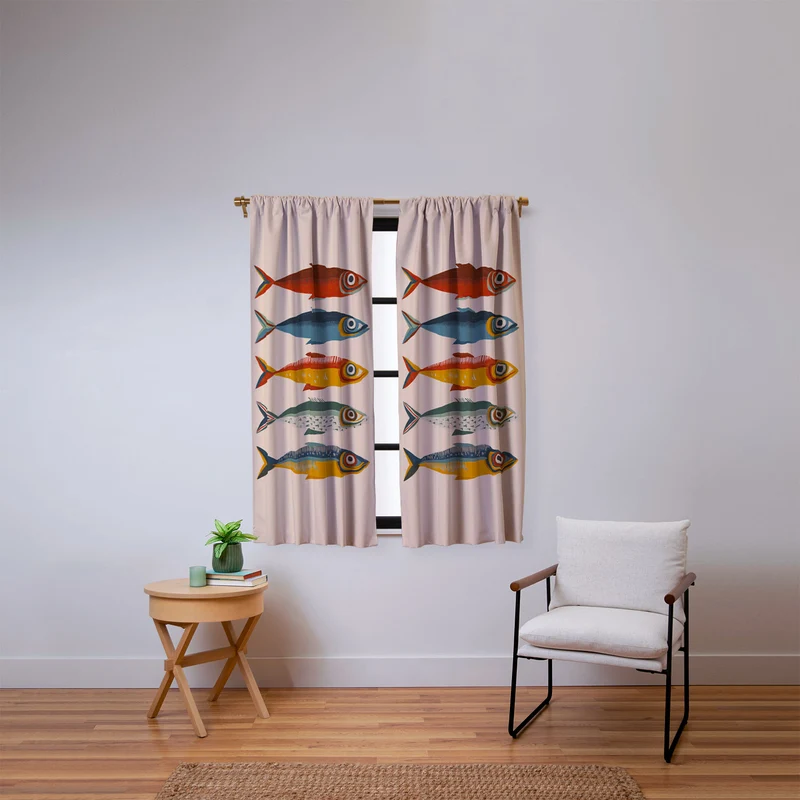 Rainbow Sardines Window Curtain
