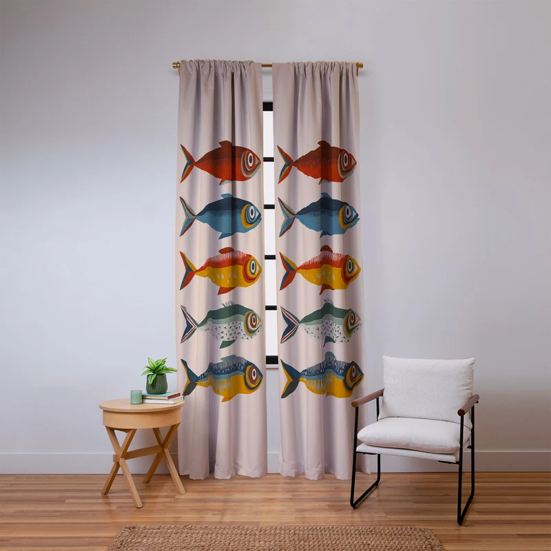 Rainbow Sardines Window Curtain