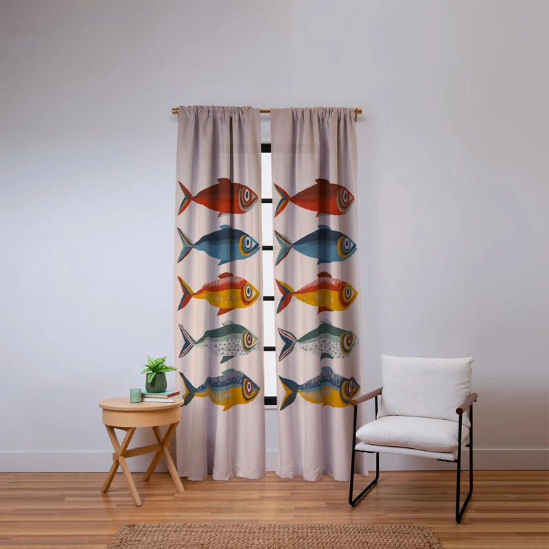 Rainbow Sardines Window Curtain