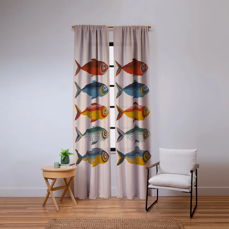 Rainbow Sardines Window Curtain