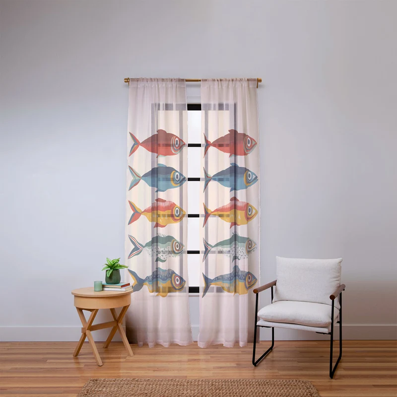 Rainbow Sardines Window Curtain