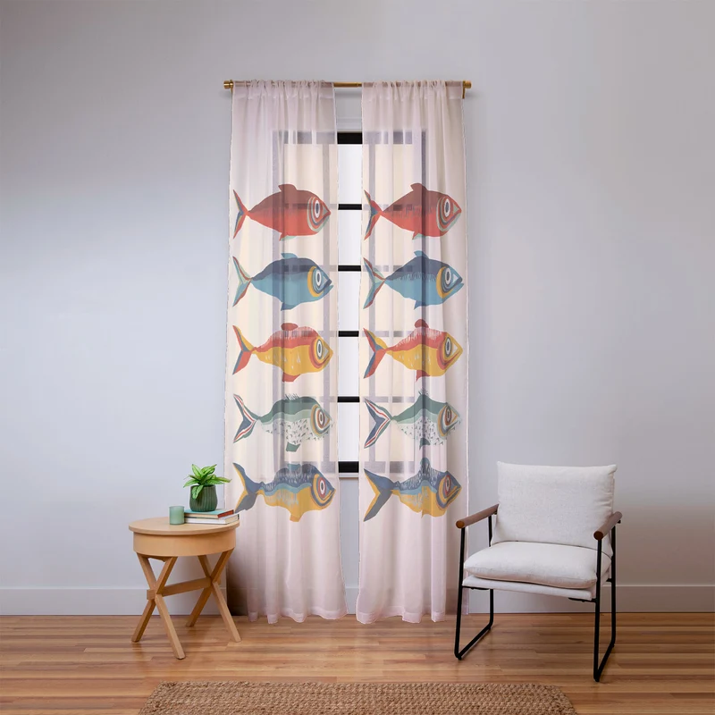 Rainbow Sardines Window Curtain