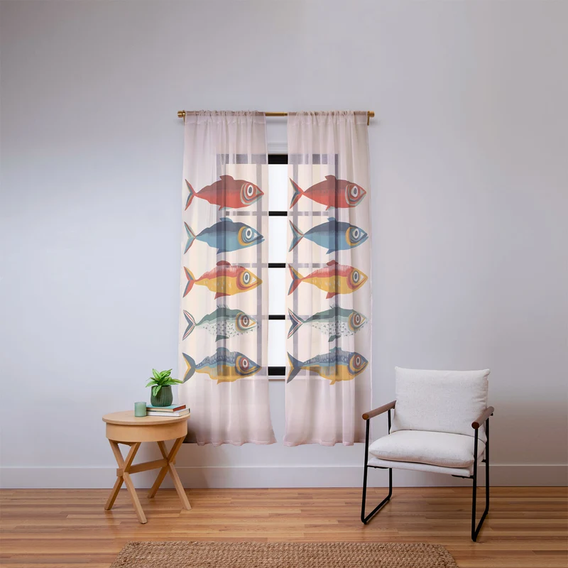 Rainbow Sardines Window Curtain