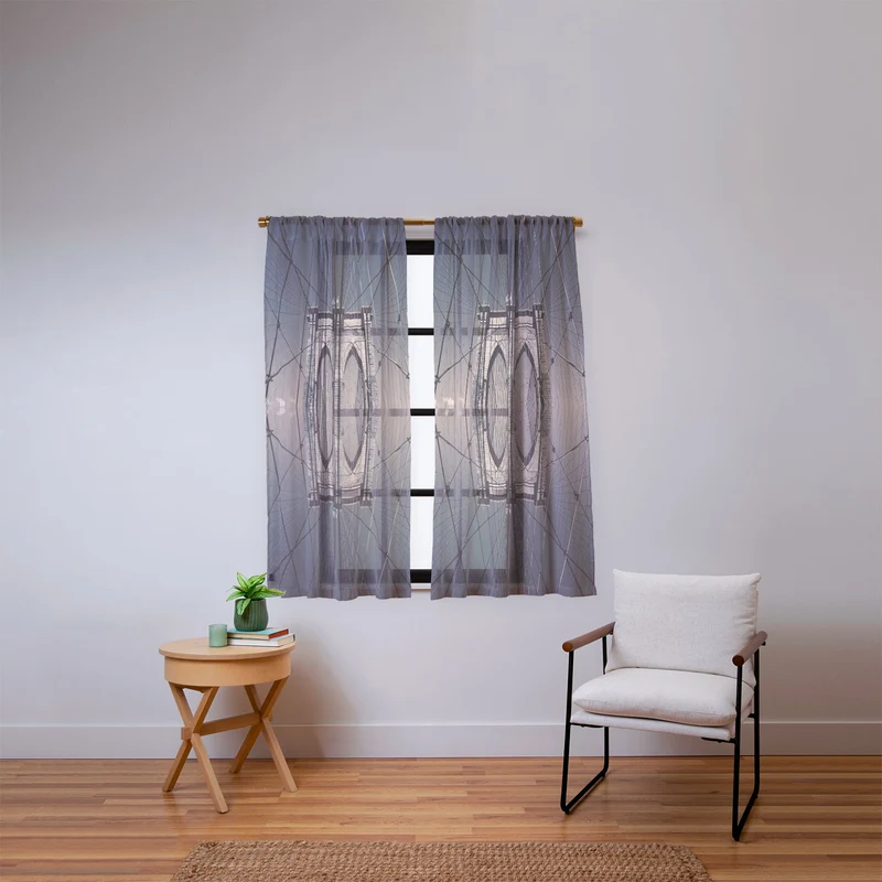 Brooklyn Bridge Reflected II Window Curtain