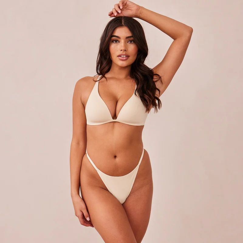 Light Beugelloze Plunge T-Shirt BH - Latte
