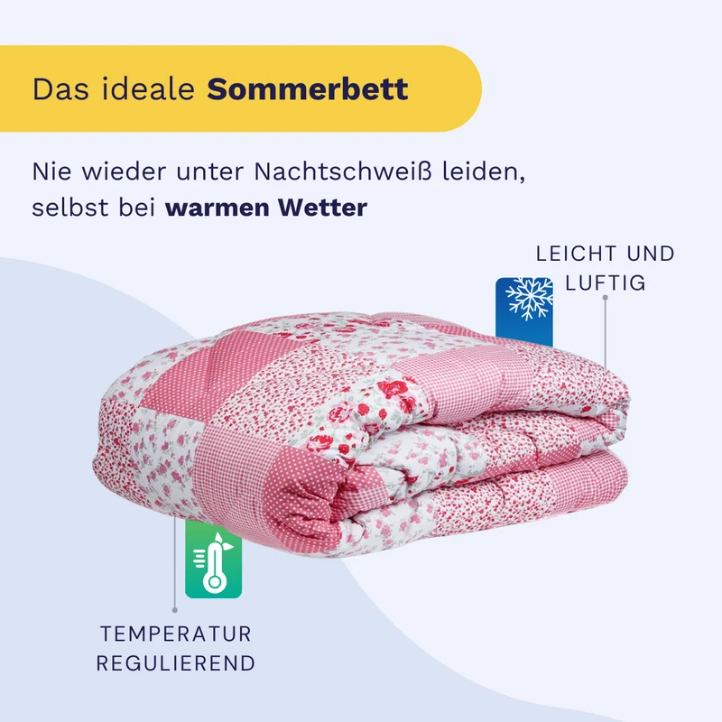 Zelesta Comfort Design Sommerbettdecke - Patchwork pink