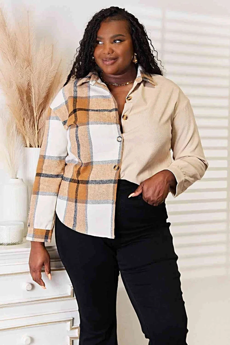 Stijlvol overhemd met ruitpatroon, 100% polyester, verlaagde schouders en een relaxte pasvorm voor een casual, elegante look.