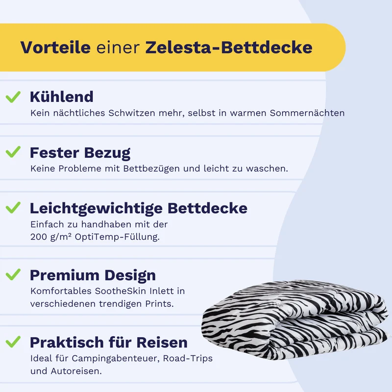 Zelesta Comfort Design Sommerbettdecke - Zebra Skin