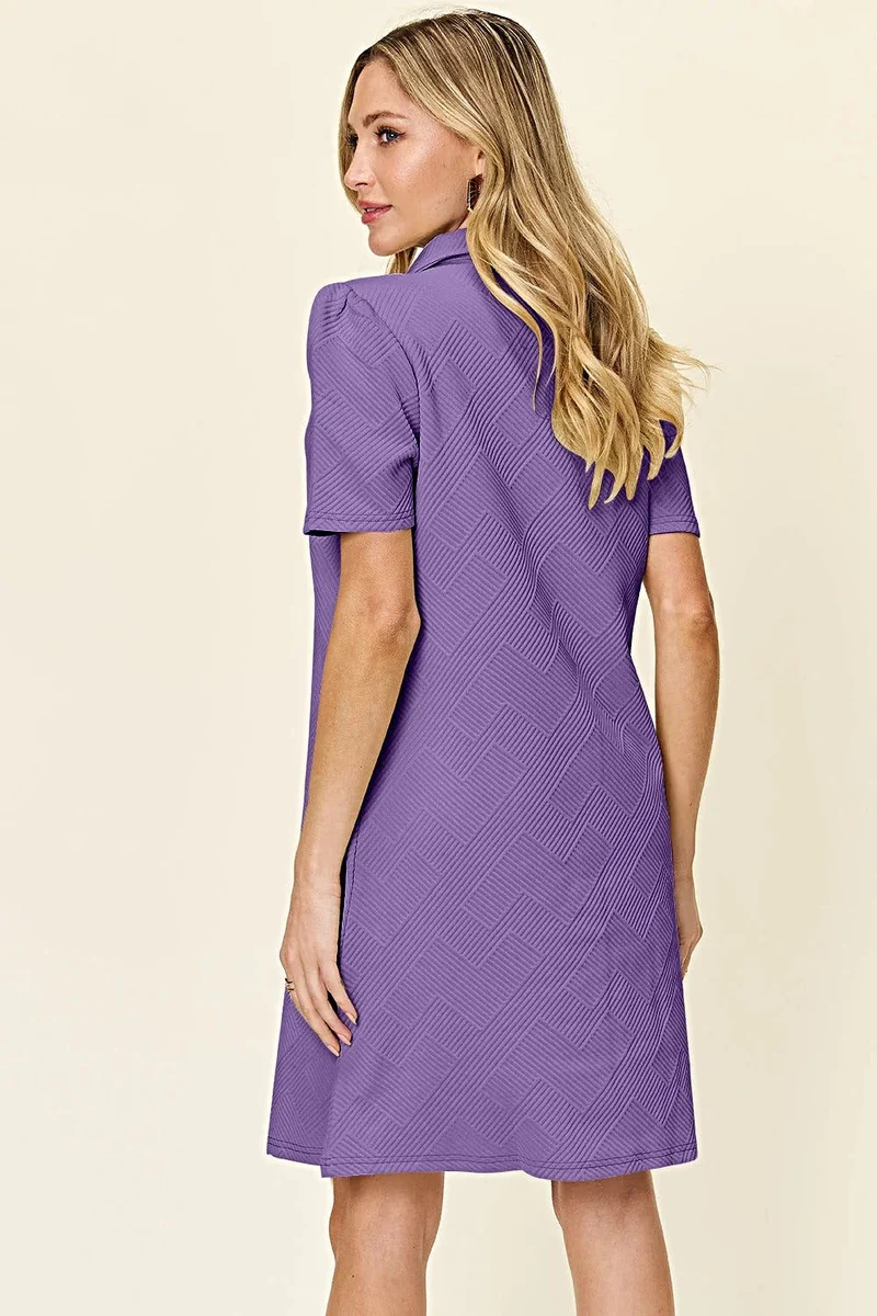 Elegante Double Take jurk met korte mouwen en kraag - Gestructureerd, ondoorzichtig ontwerp, licht elastisch, machinewasbaar