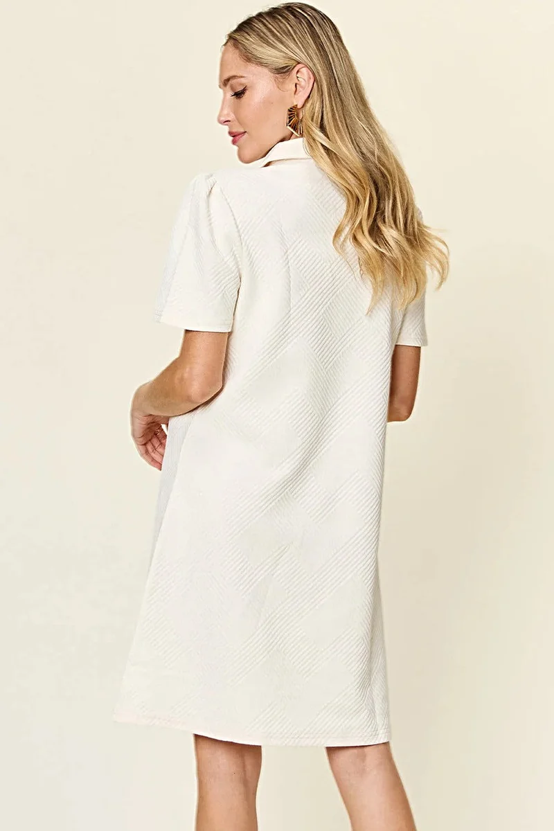 Elegante Double Take jurk met korte mouwen en kraag - Gestructureerd, ondoorzichtig ontwerp, licht elastisch, machinewasbaar