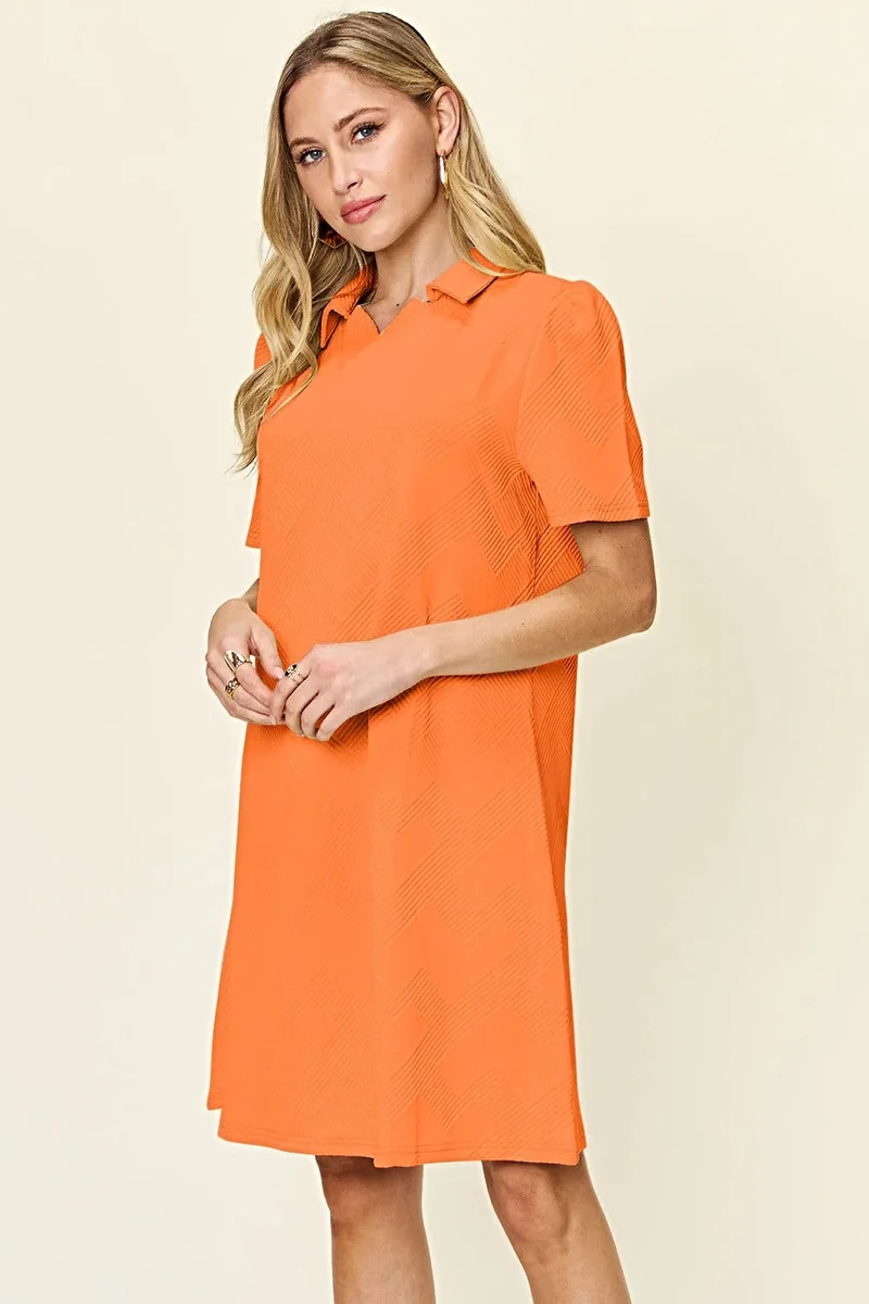 Elegante Double Take jurk met korte mouwen en kraag - Gestructureerd, ondoorzichtig ontwerp, licht elastisch, machinewasbaar