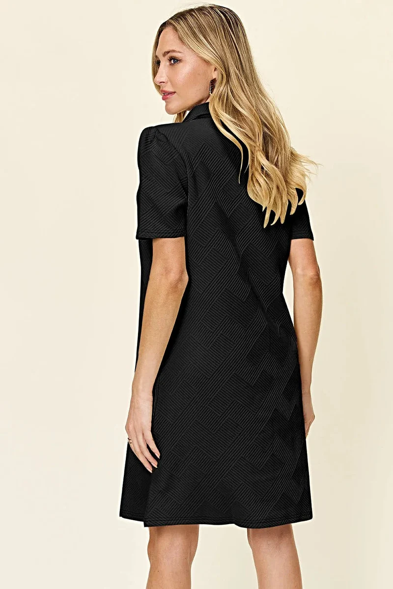 Elegante Double Take jurk met korte mouwen en kraag - Gestructureerd, ondoorzichtig ontwerp, licht elastisch, machinewasbaar