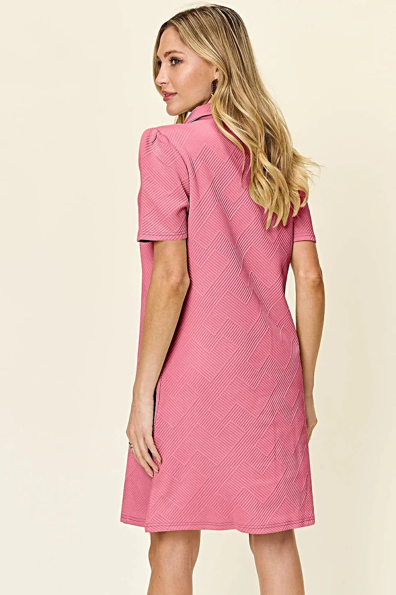 Elegante Double Take jurk met korte mouwen en kraag - Gestructureerd, ondoorzichtig ontwerp, licht elastisch, machinewasbaar