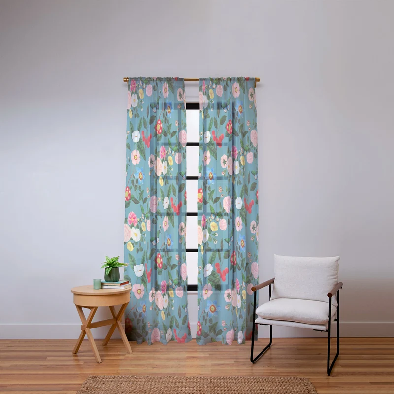 Early June Light Teal Window Curtain