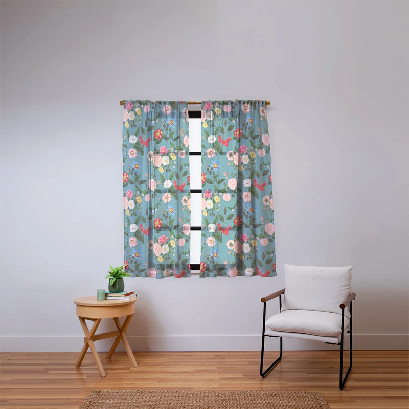 Early June Light Teal Window Curtain