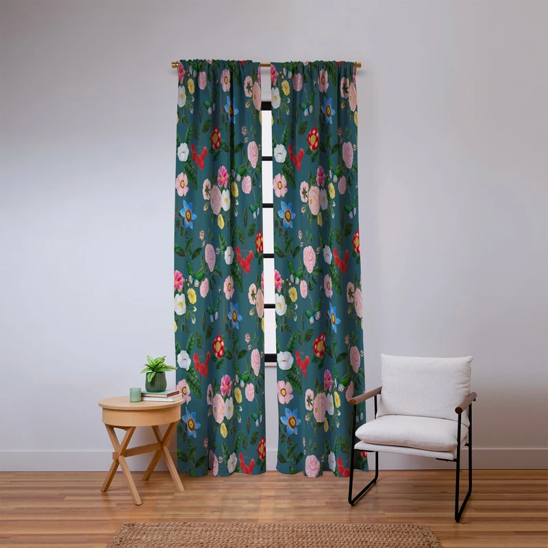 Early June Teal Window Curtain
