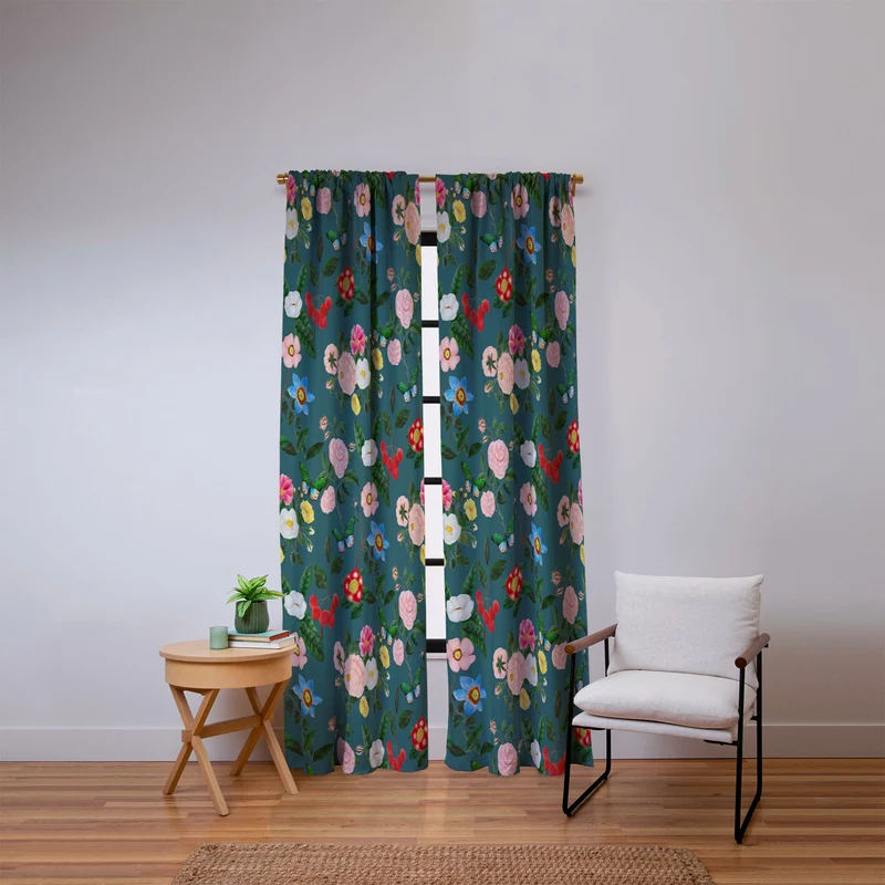 Early June Teal Window Curtain