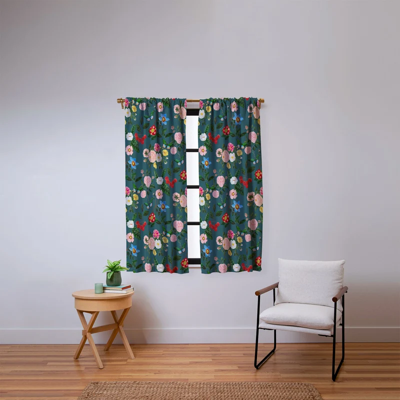 Early June Teal Window Curtain