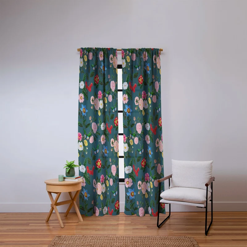 Early June Teal Window Curtain