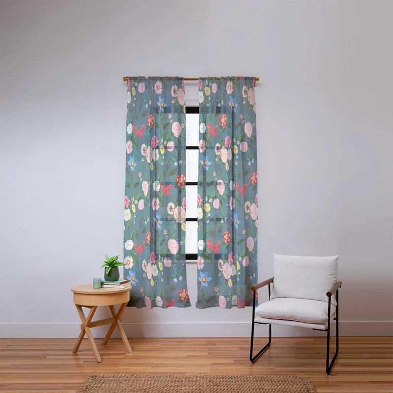 Early June Teal Window Curtain