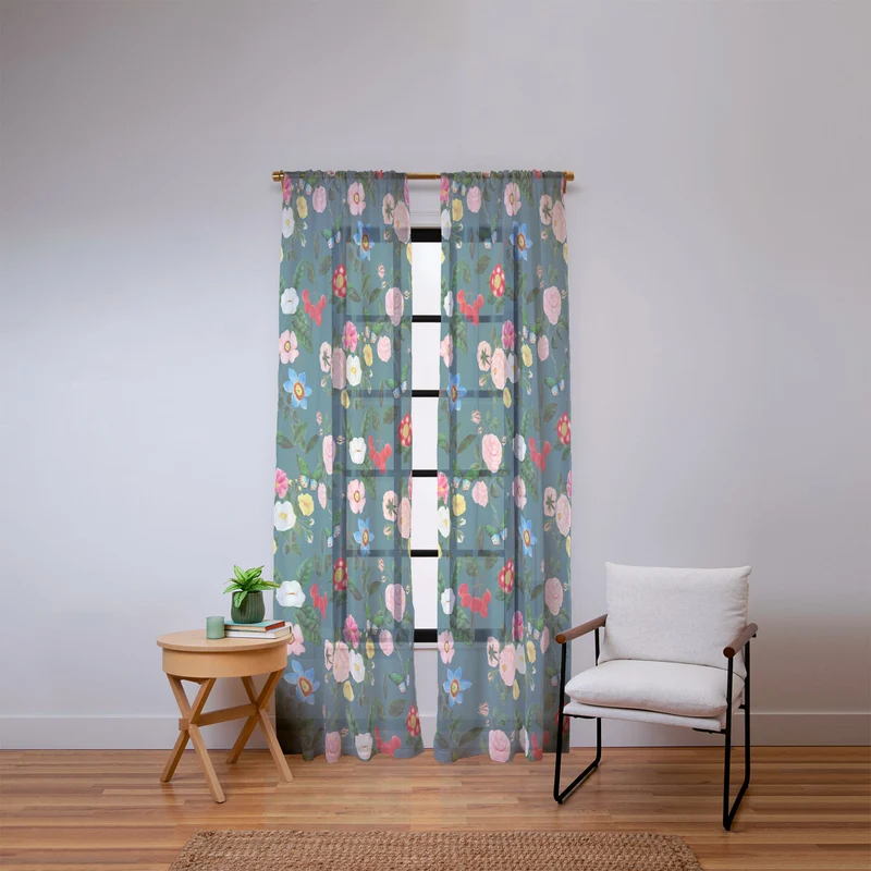 Early June Teal Window Curtain