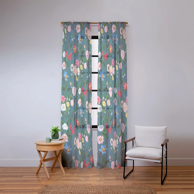 Early June Teal Window Curtain
