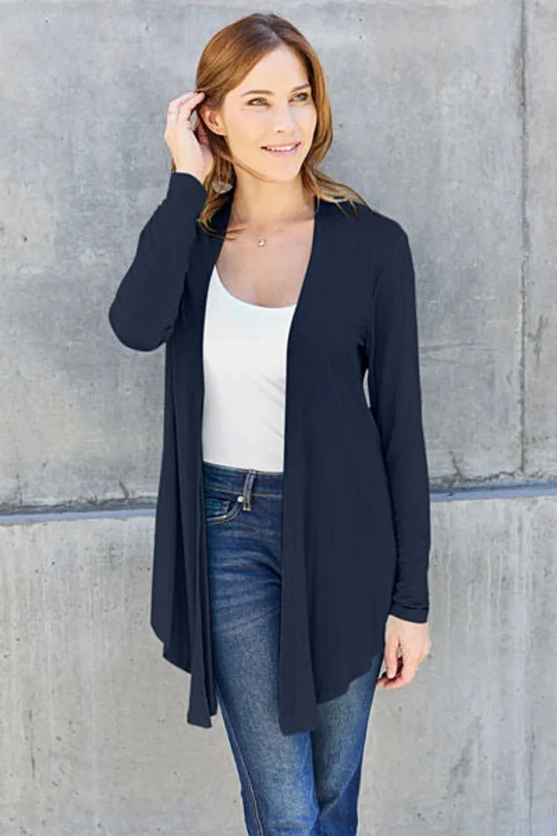 Luxe openvallende cover-up - Basic Bae lange mouwen doorschijnende essentiële laagjesjurk