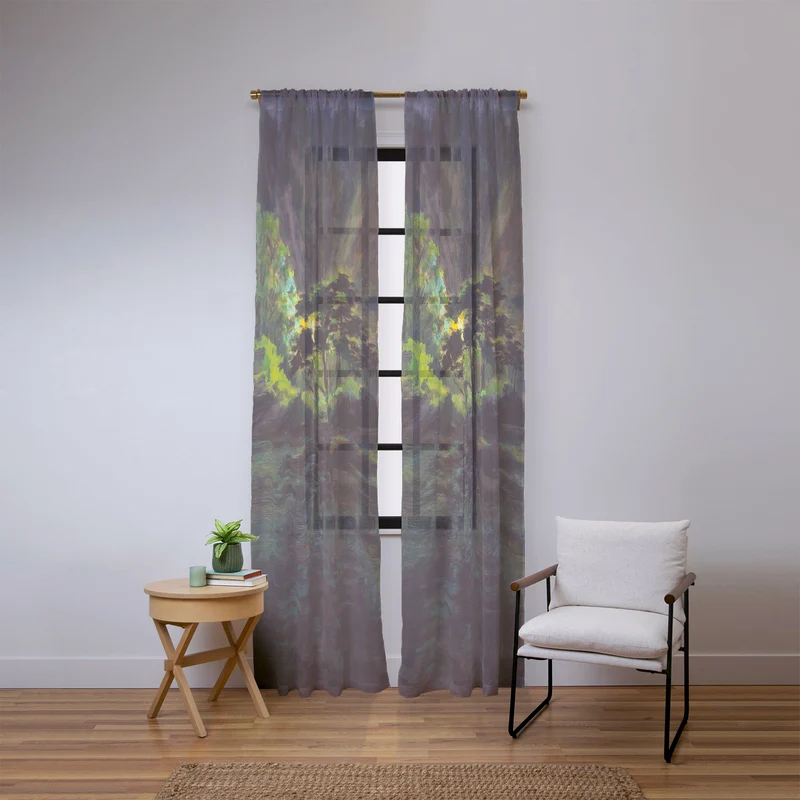 Light in the Forest landscape painting on canvas fine art print by Frank S Hermann Window Curtain
