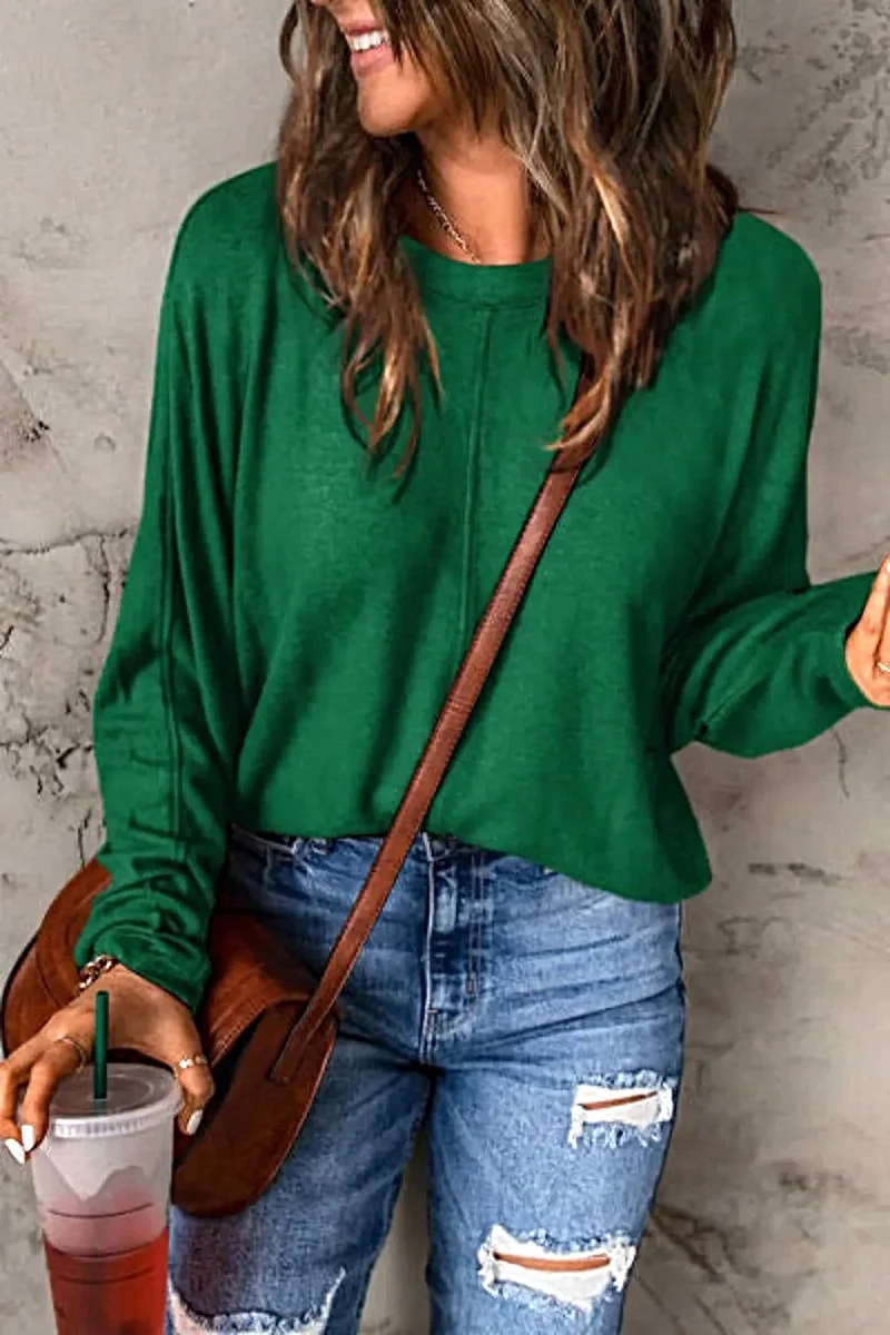 Elegant basic T-shirt met ronde hals - T-shirt met lange mouwen in alle maten voor een moeiteloze stijl.
