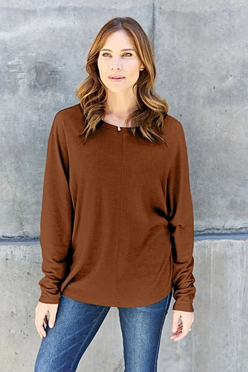 Elegant basic T-shirt met ronde hals - T-shirt met lange mouwen in alle maten voor een moeiteloze stijl.