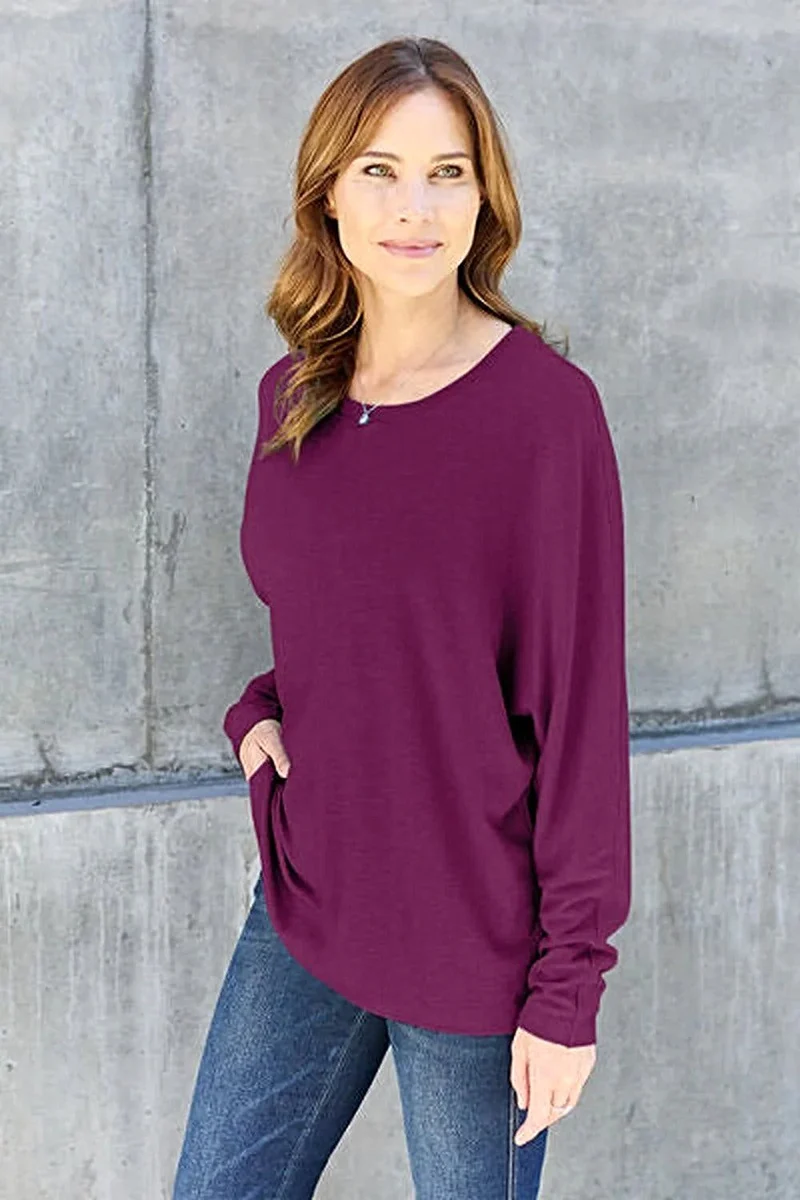 Elegant basic T-shirt met ronde hals - T-shirt met lange mouwen in alle maten voor een moeiteloze stijl.