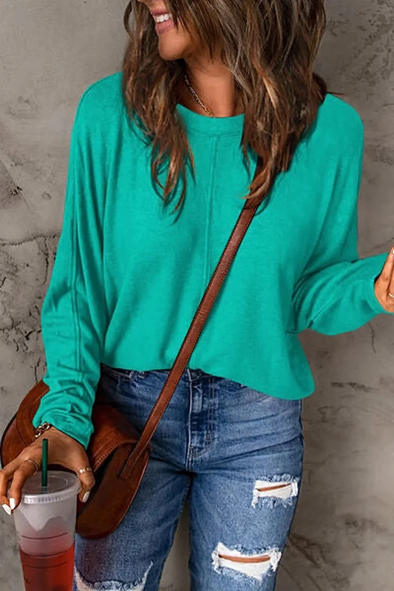 Elegant basic T-shirt met ronde hals - T-shirt met lange mouwen in alle maten voor een moeiteloze stijl.
