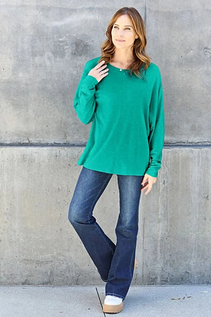 Elegant basic T-shirt met ronde hals - T-shirt met lange mouwen in alle maten voor een moeiteloze stijl.