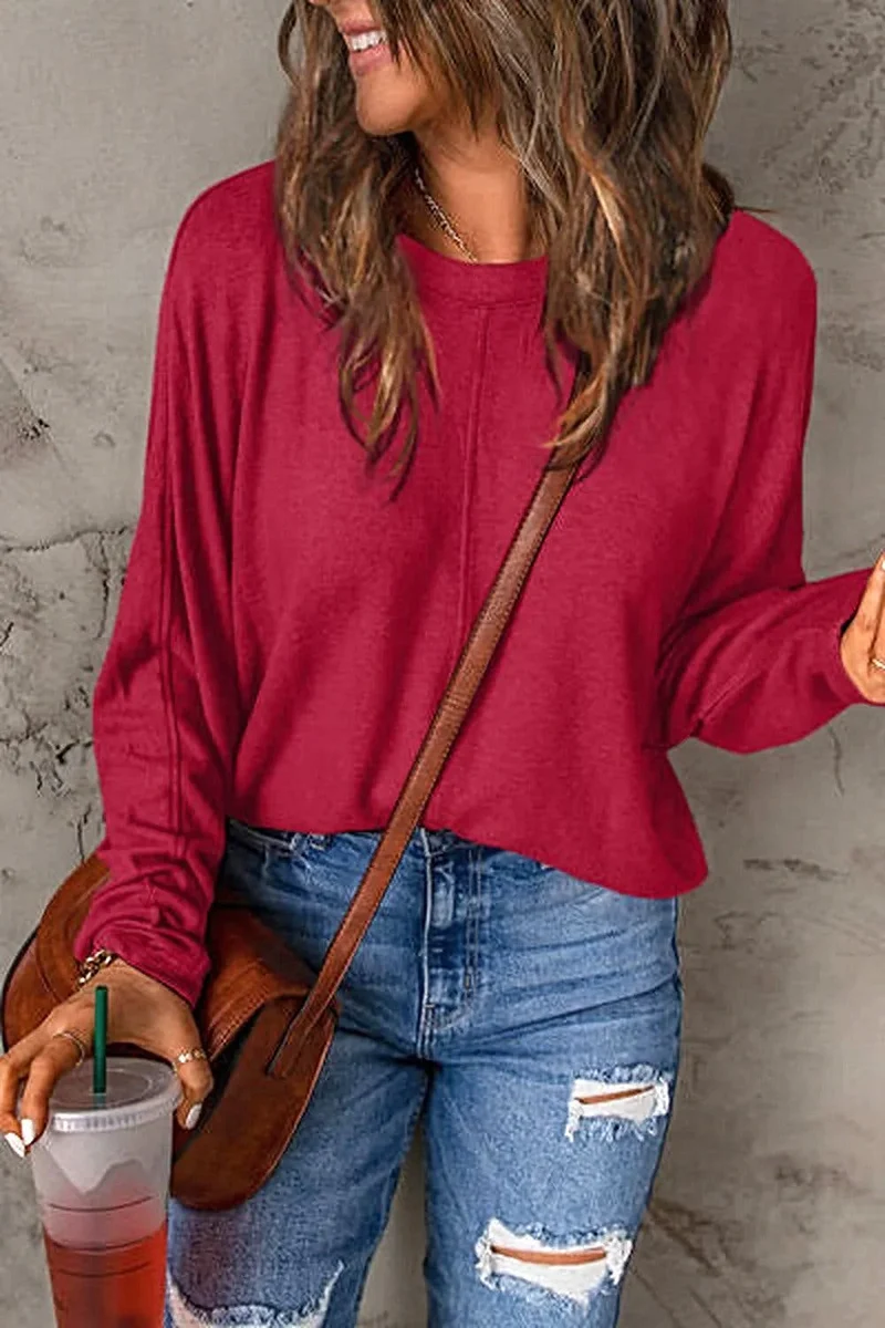 Elegant basic T-shirt met ronde hals - T-shirt met lange mouwen in alle maten voor een moeiteloze stijl.