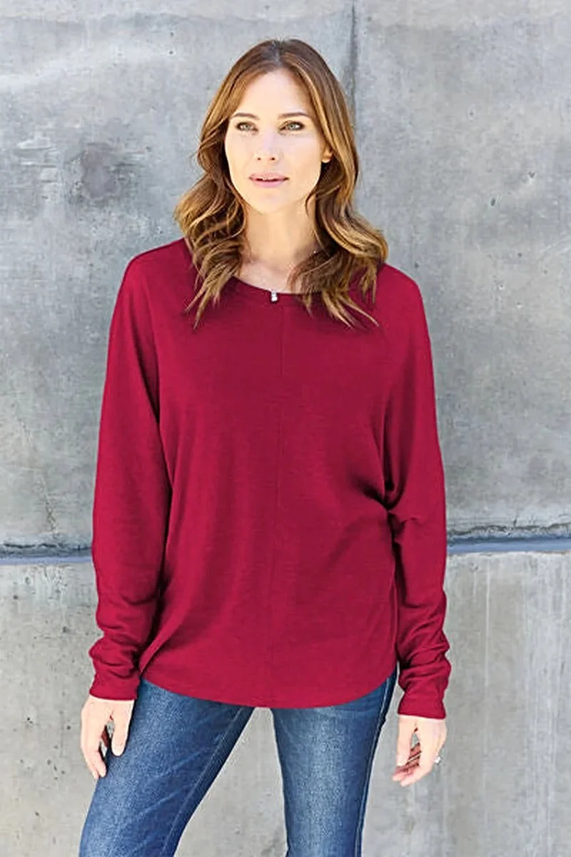 Elegant basic T-shirt met ronde hals - T-shirt met lange mouwen in alle maten voor een moeiteloze stijl.