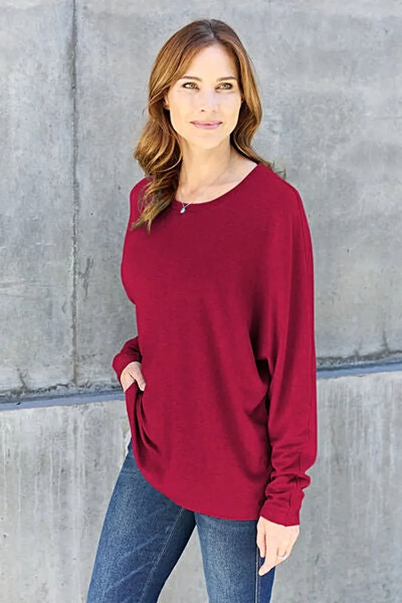 Elegant basic T-shirt met ronde hals - T-shirt met lange mouwen in alle maten voor een moeiteloze stijl.