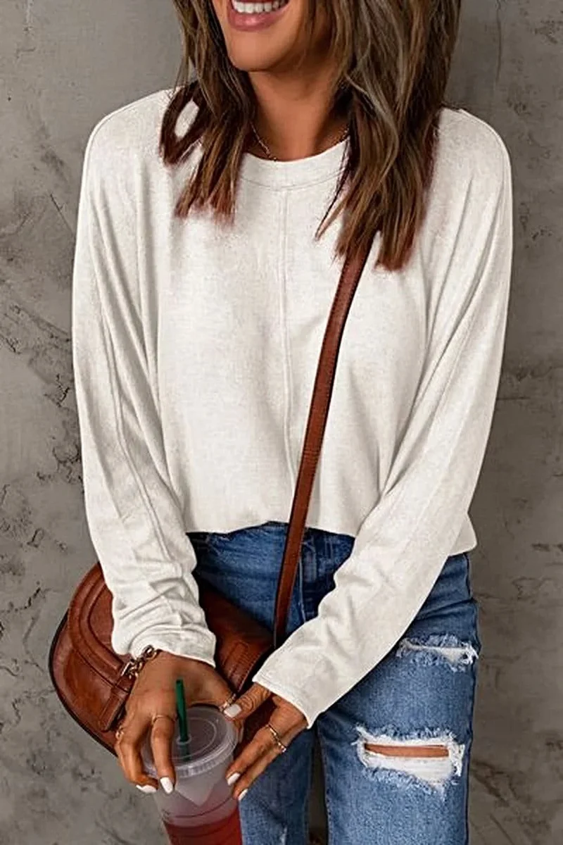 Elegant basic T-shirt met ronde hals - T-shirt met lange mouwen in alle maten voor een moeiteloze stijl.