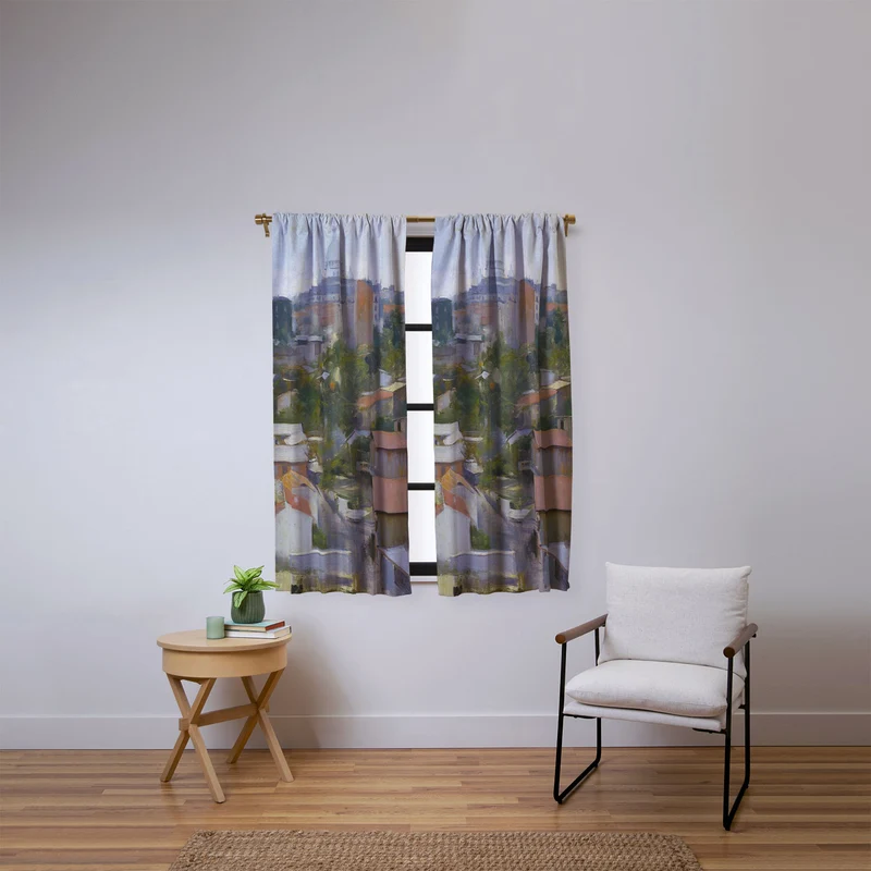 Paris France Montmartre cityscape painting fine art print by Ramon Casas Window Curtain
