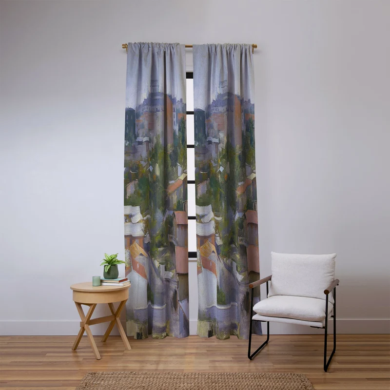 Paris France Montmartre cityscape painting fine art print by Ramon Casas Window Curtain