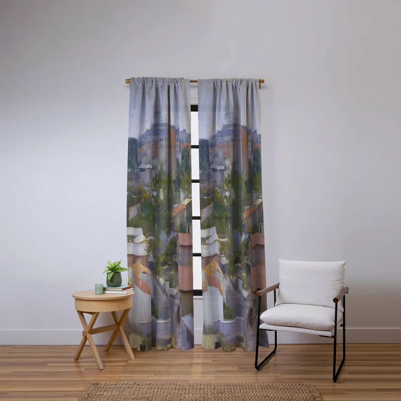 Paris France Montmartre cityscape painting fine art print by Ramon Casas Window Curtain