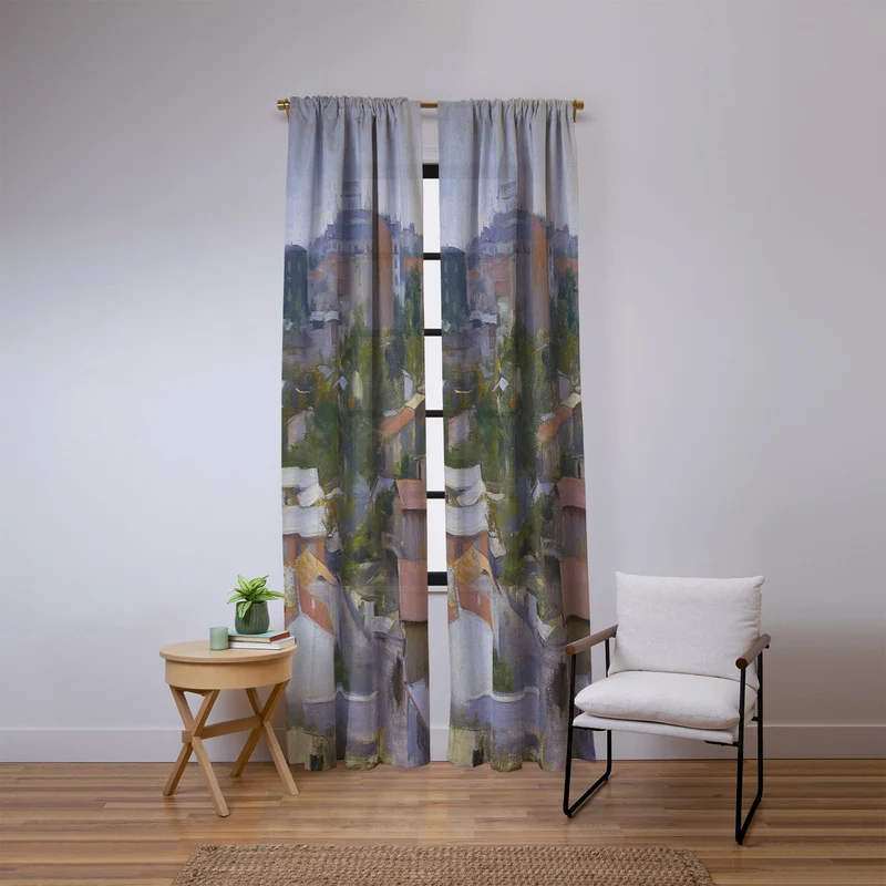 Paris France Montmartre cityscape painting fine art print by Ramon Casas Window Curtain