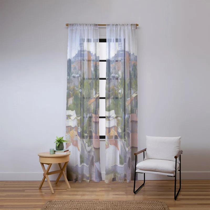 Paris France Montmartre cityscape painting fine art print by Ramon Casas Window Curtain