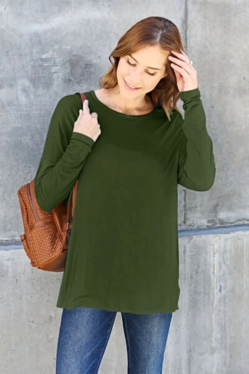 Basic Bae T-shirt met verlaagde schouders - Ronde hals, normale maat, van zachte rayonmix