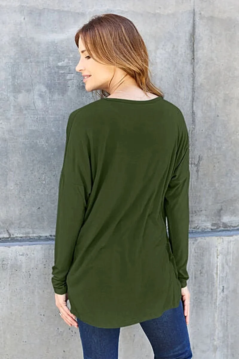 Basic Bae T-shirt met verlaagde schouders - Ronde hals, normale maat, van zachte rayonmix