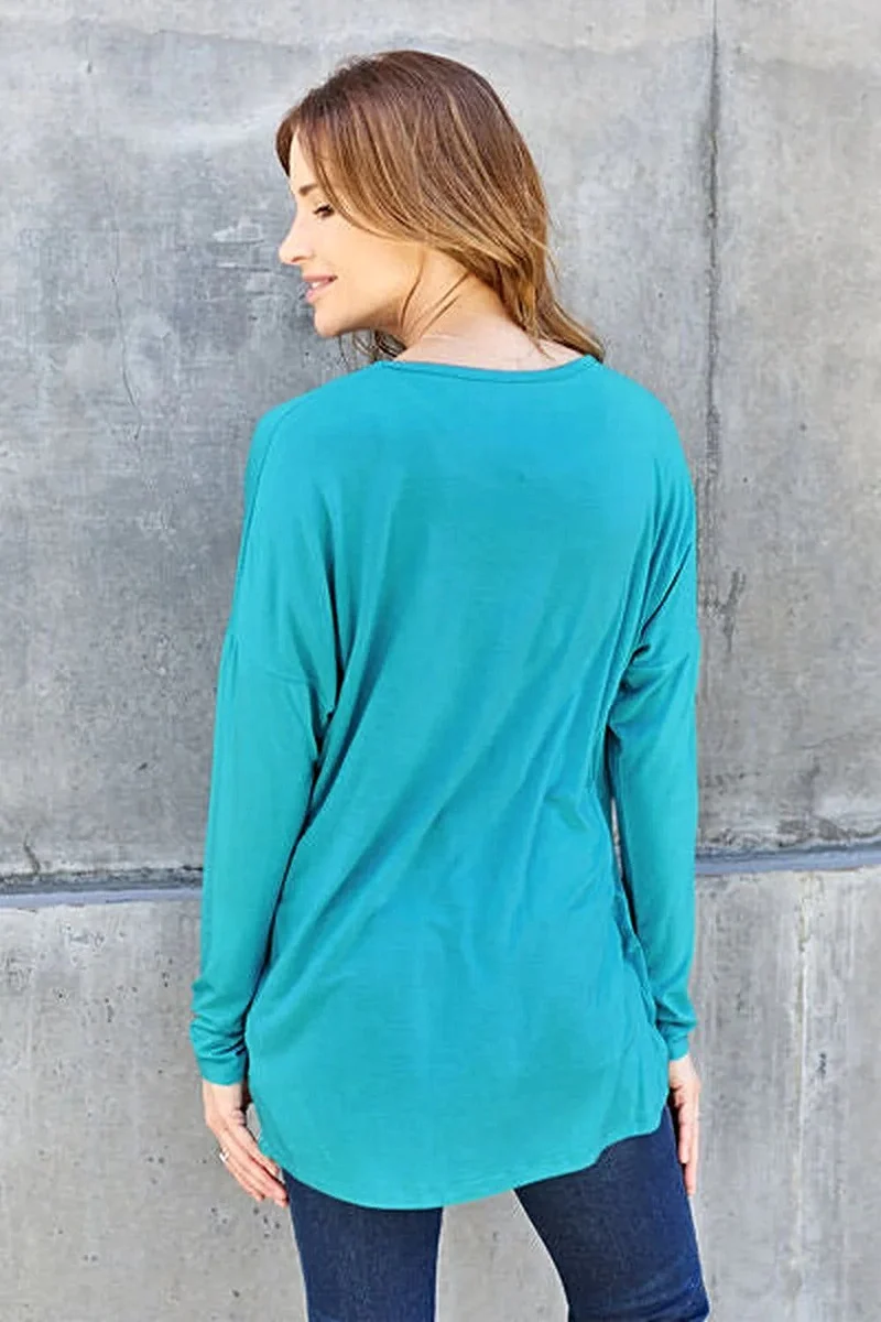 Basic Bae T-shirt met verlaagde schouders - Ronde hals, normale maat, van zachte rayonmix