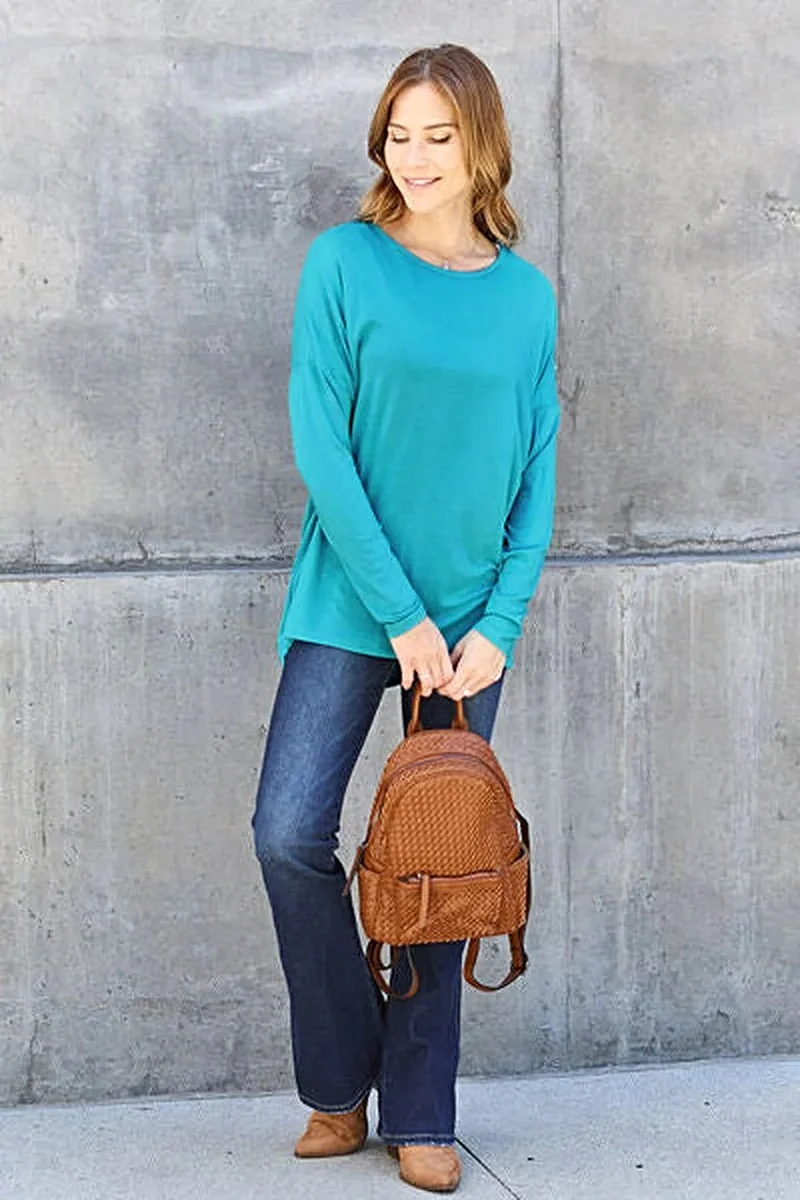 Basic Bae T-shirt met verlaagde schouders - Ronde hals, normale maat, van zachte rayonmix